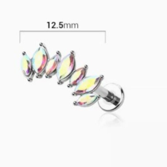 Jewelry - CZ Marquise Cut Moissanite Curve for Cartilage